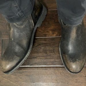 Frye Bowery inside zip black stonewash boots